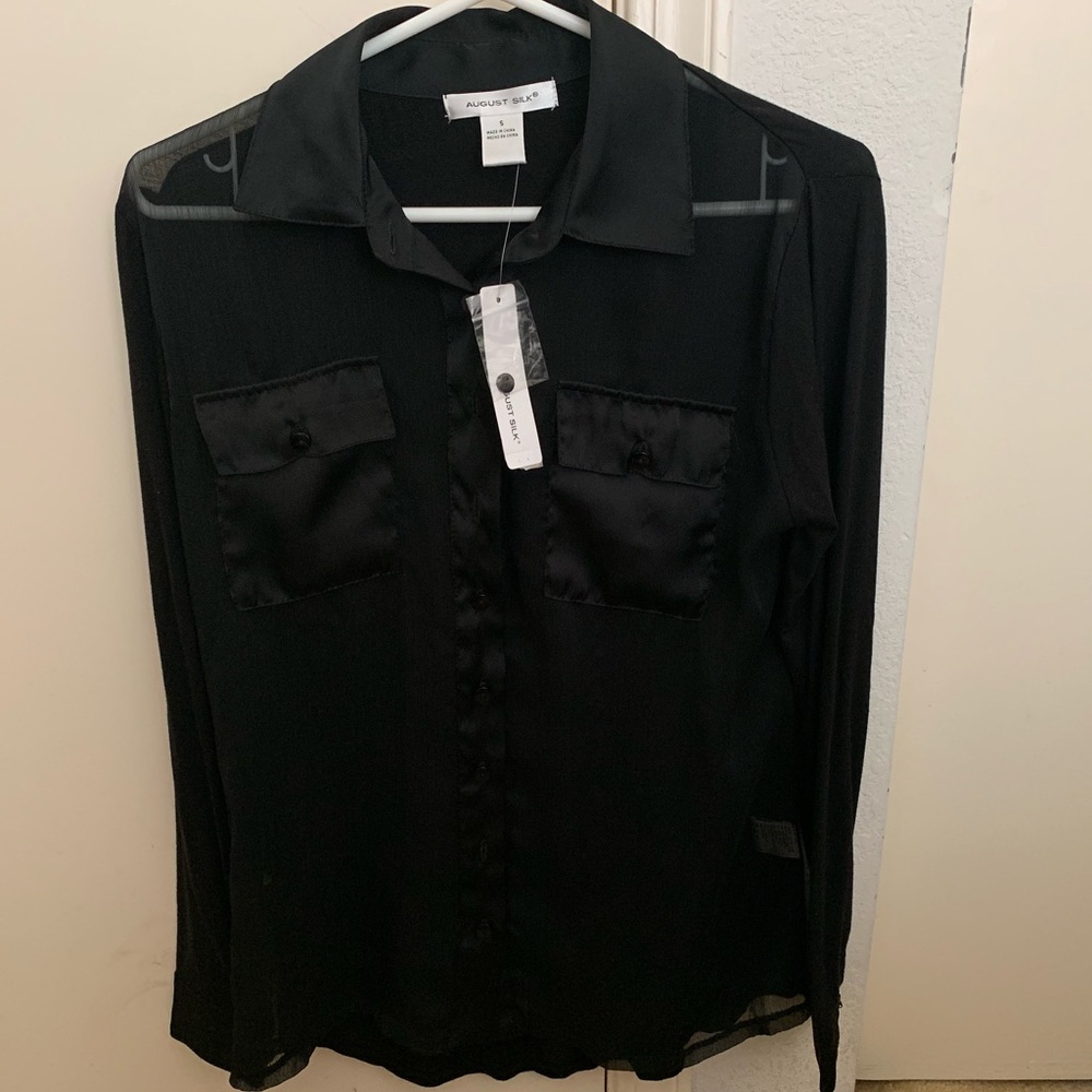 Black button-down sheer top